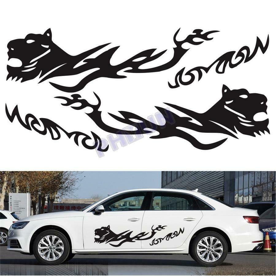 2 Car Body Stickers Decals Black Cheetah Style 68.9 "Ã— 16.9" SUV Truck Universal