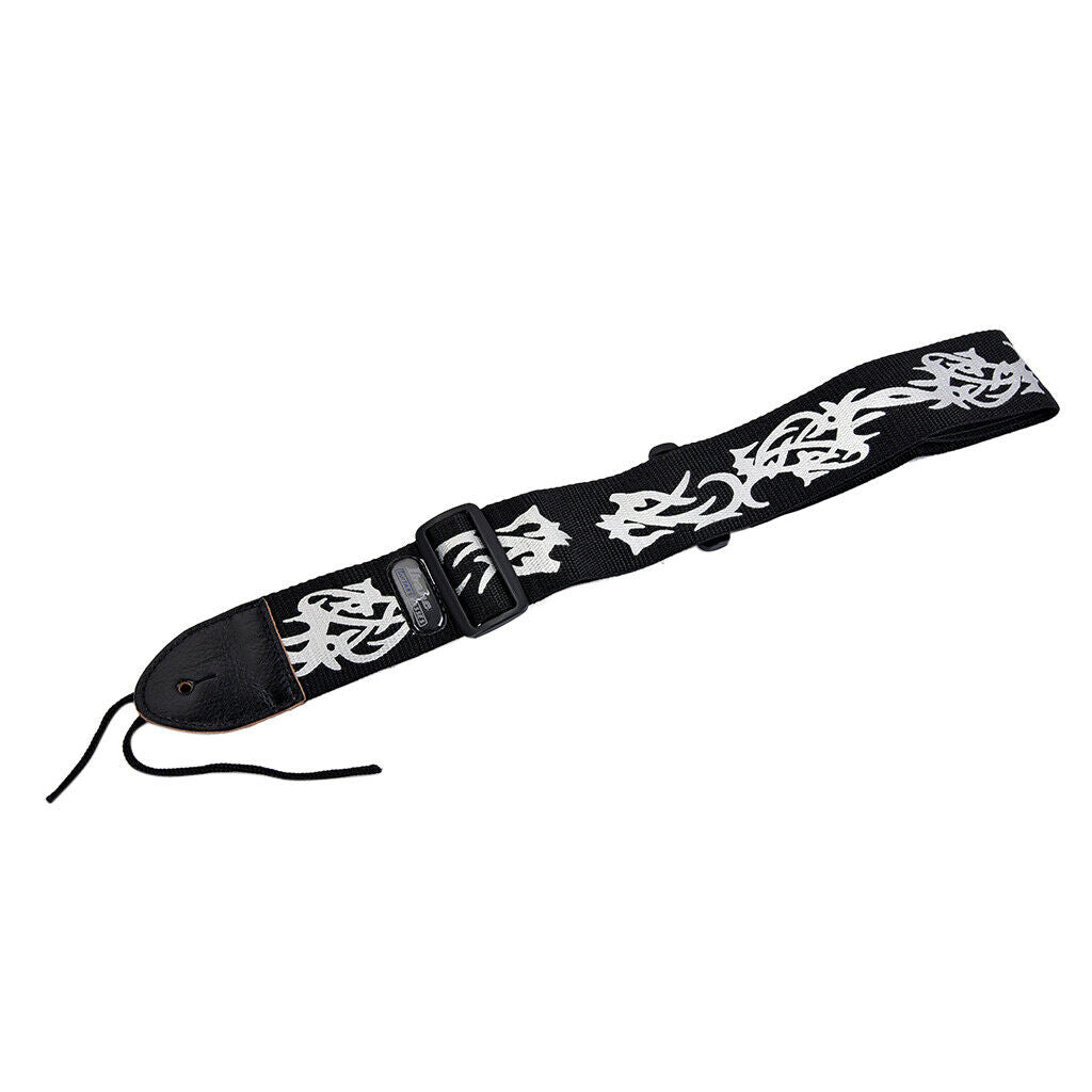 Novelty Nylon Strap Belt Black Blaze Pattern for Guitars Bass Mandolin Parts