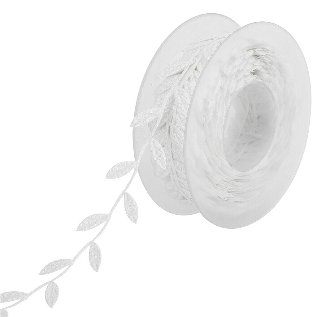 15m Leaves Ribbon Trim Wreath for Wedding Wall Crafts Party Decor White
