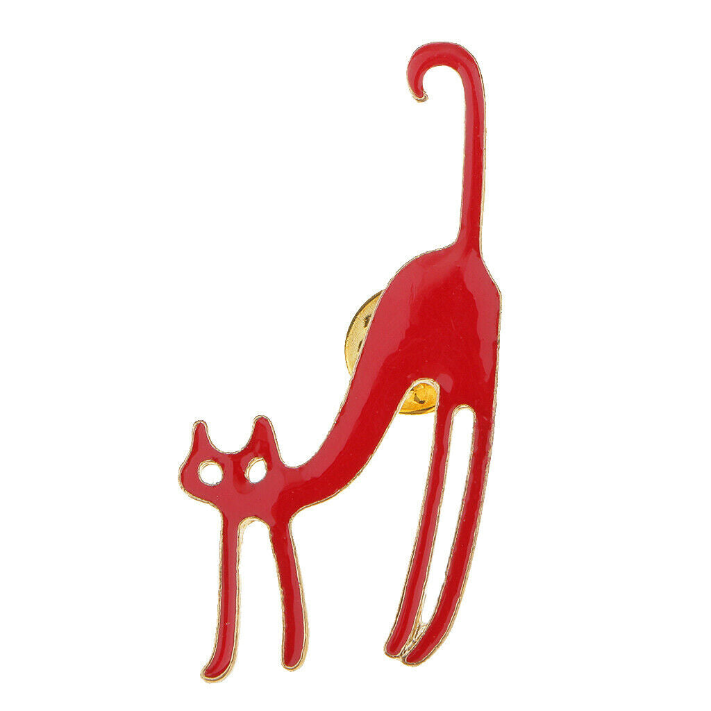 Cat Pattern Pin Brooch, Black And Red Color, Accessories for Women, 2 Pieces