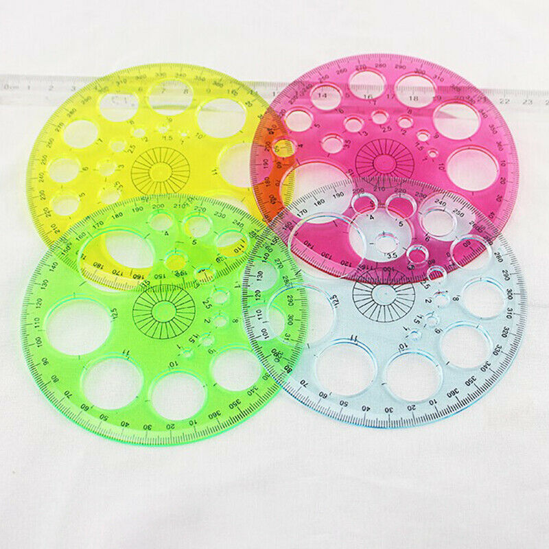 1pc Stationery 360 Degree Round Ruler Transparent Circle Office School Dr.l8