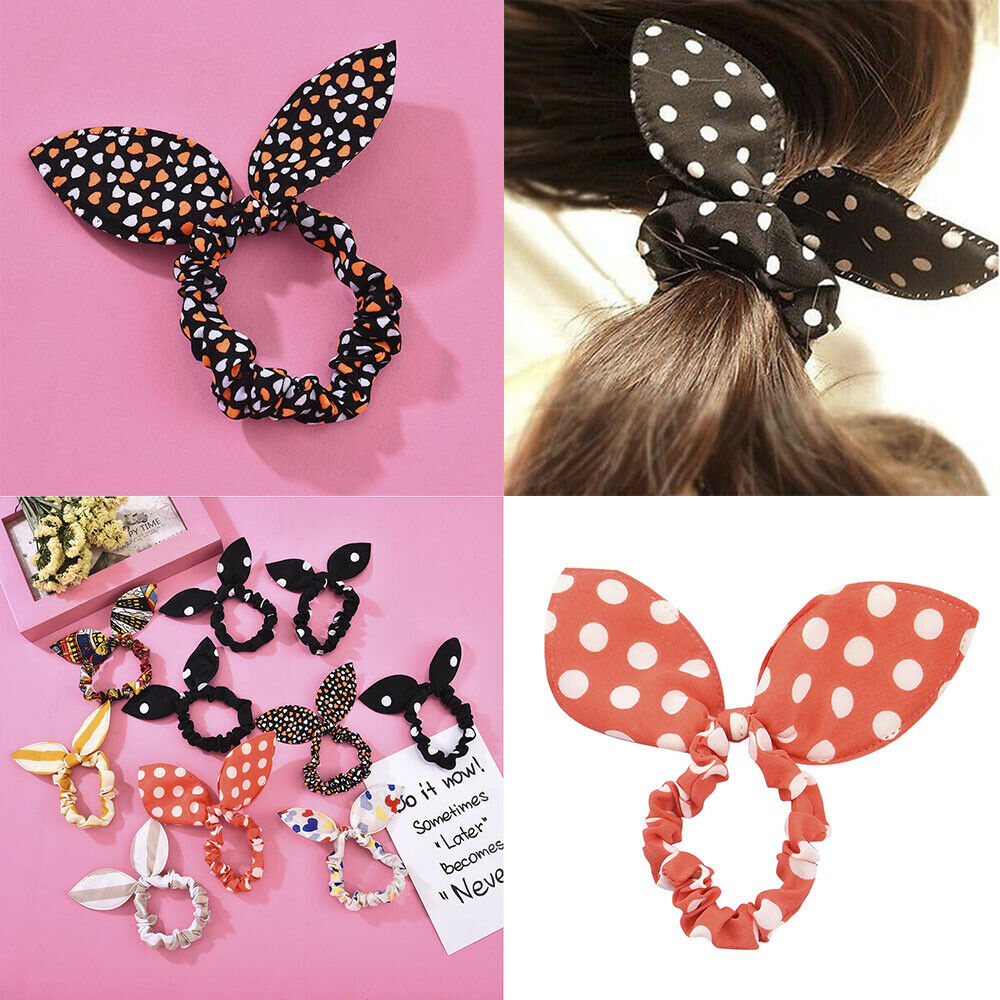 10pc Women Elastic Bow Knot Ponytail Hair Band Hair Rope Scrunchie Holder Set US