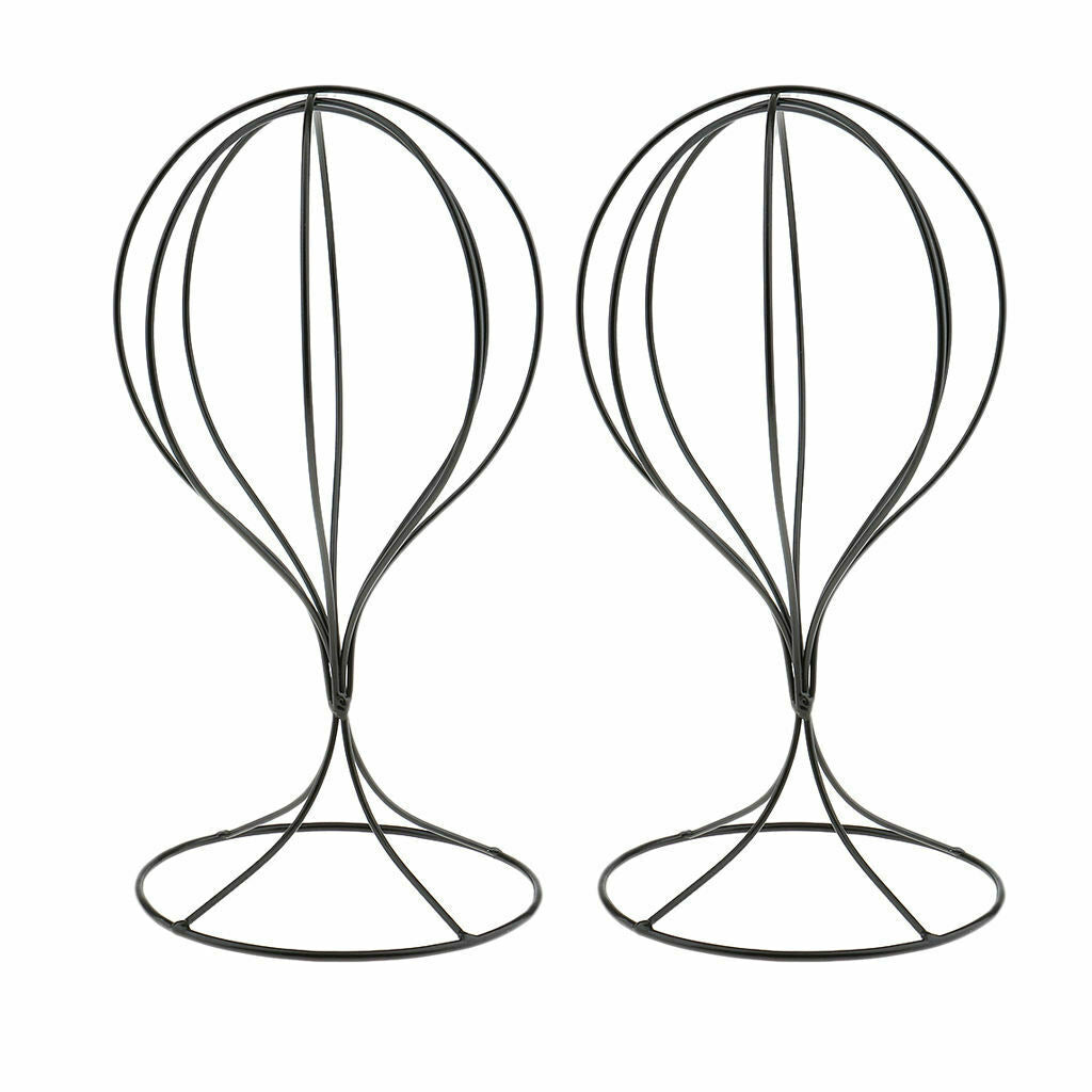 2x Balloon Style Metal Hat Holder Desktop Wig Display Stand Organizer Black