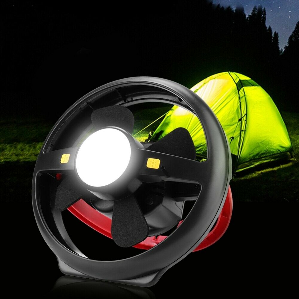 Rechargeable Outdoor Camping Portable LED Fan Light Hanging Tent Fishing Lamp