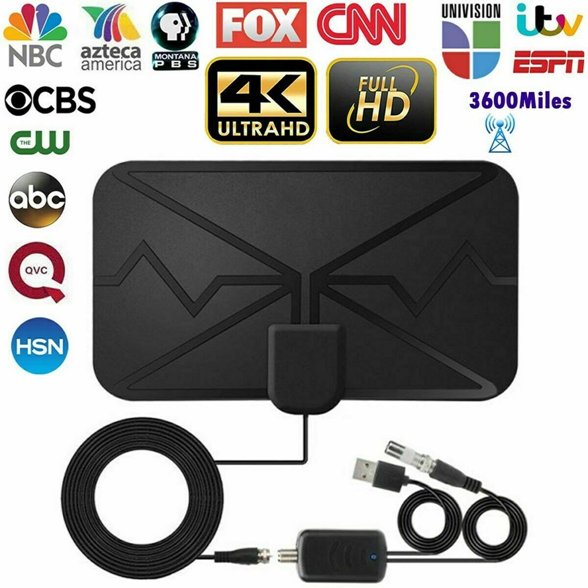 Newest 3600 Miles TV Antenna Upgraded HDTV Indoor Digital Amplified 4K 1080P
