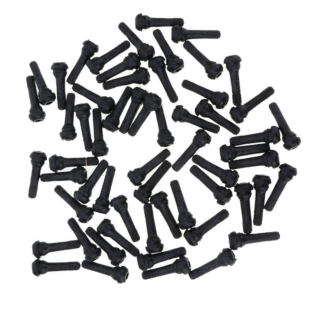 100pcs Snap-In Black Rubber Valve Stems TR414 for Tubeless 0.453inch 11.5mm Rim