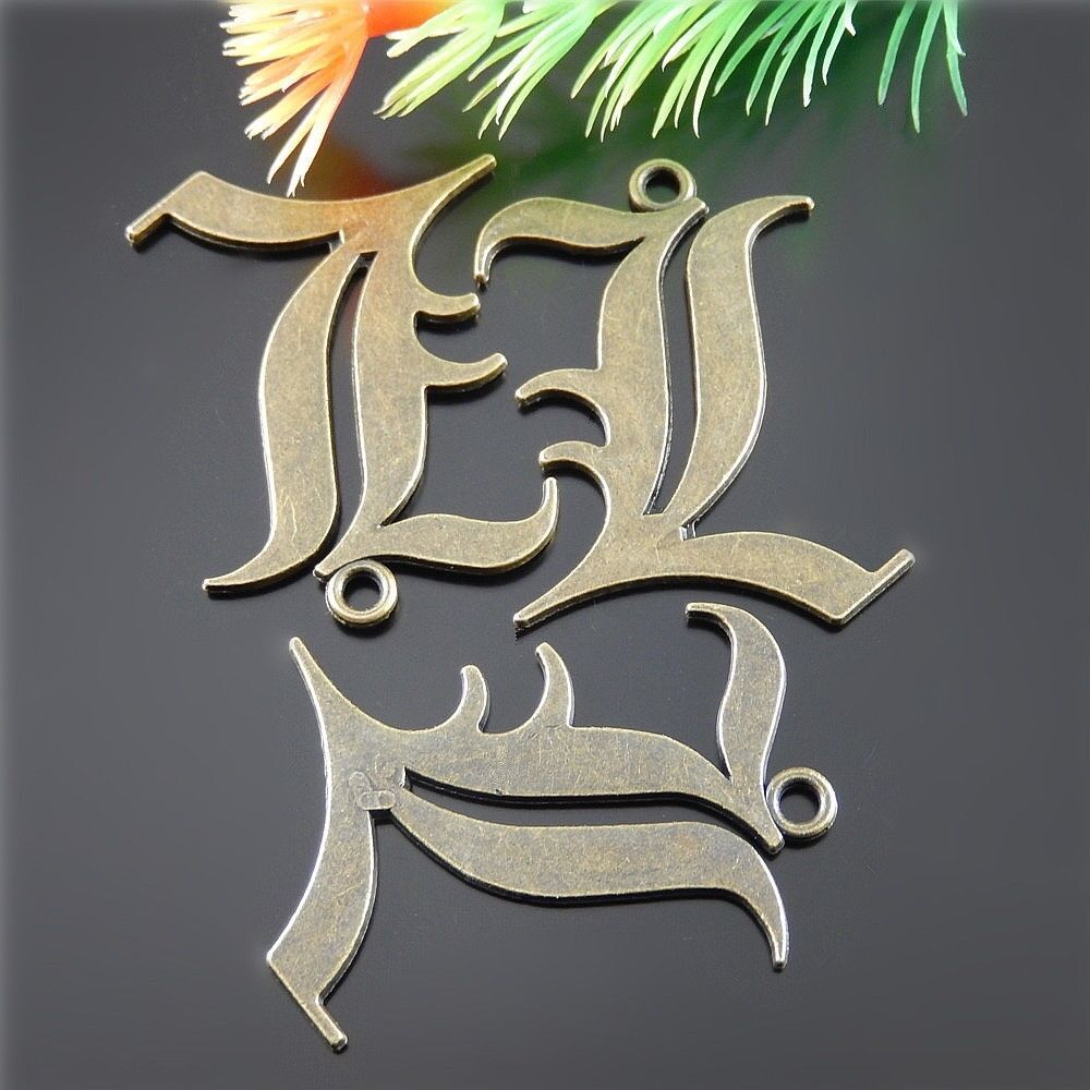 15  pcs Antiqued Bronze Zinc Alloy Letter L Charms Necklace Pendant Findings