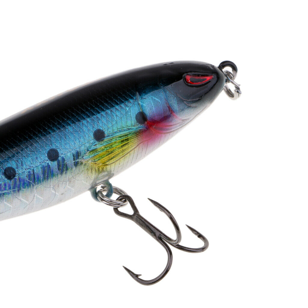 2Pcs Blue Popper Lures, Lifelike Topwater Fishing Lure Crankbaits with Plastic