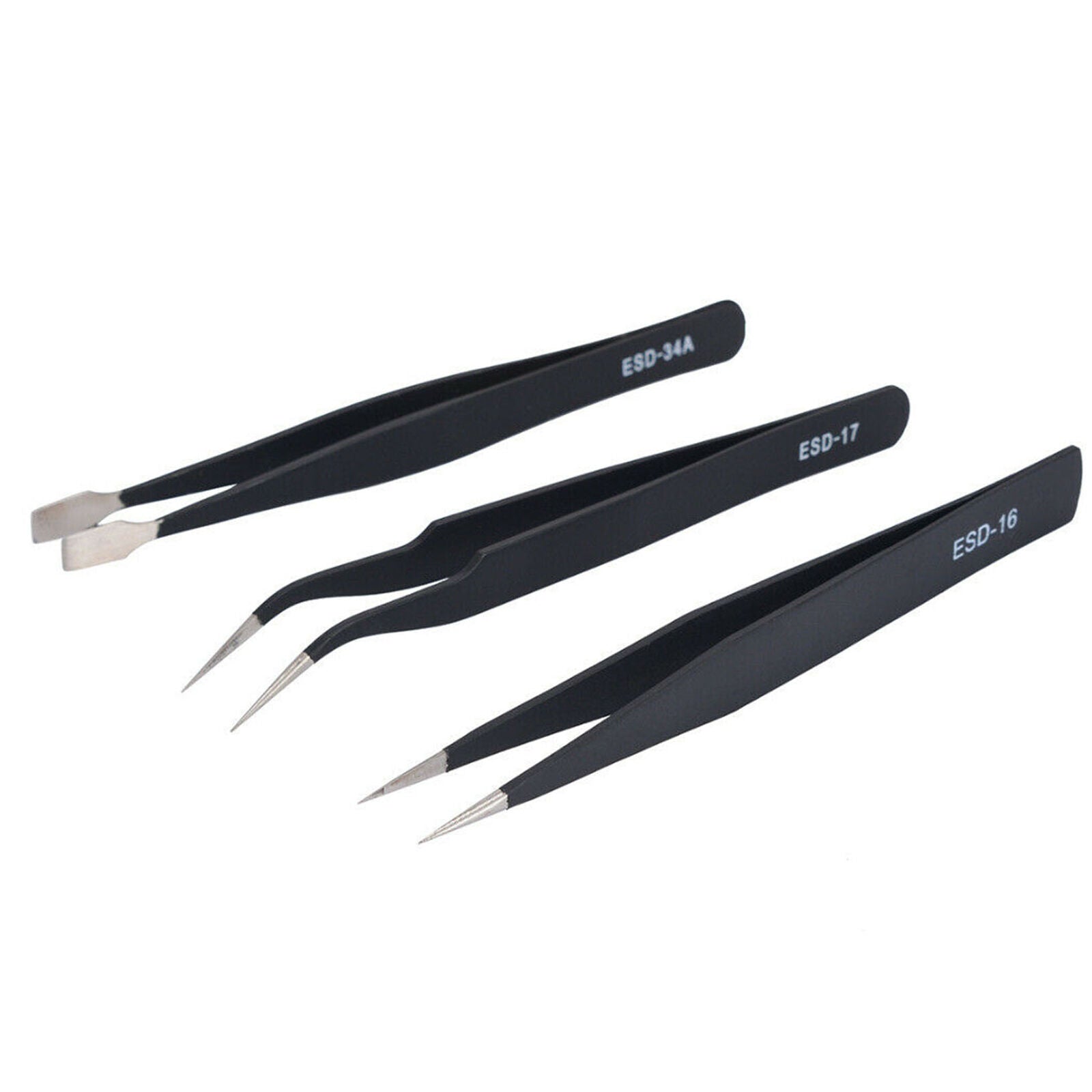 9PCS ESD Anti-Static Tweezers Set Maintenance Repair Stainless Steel Tools Kit