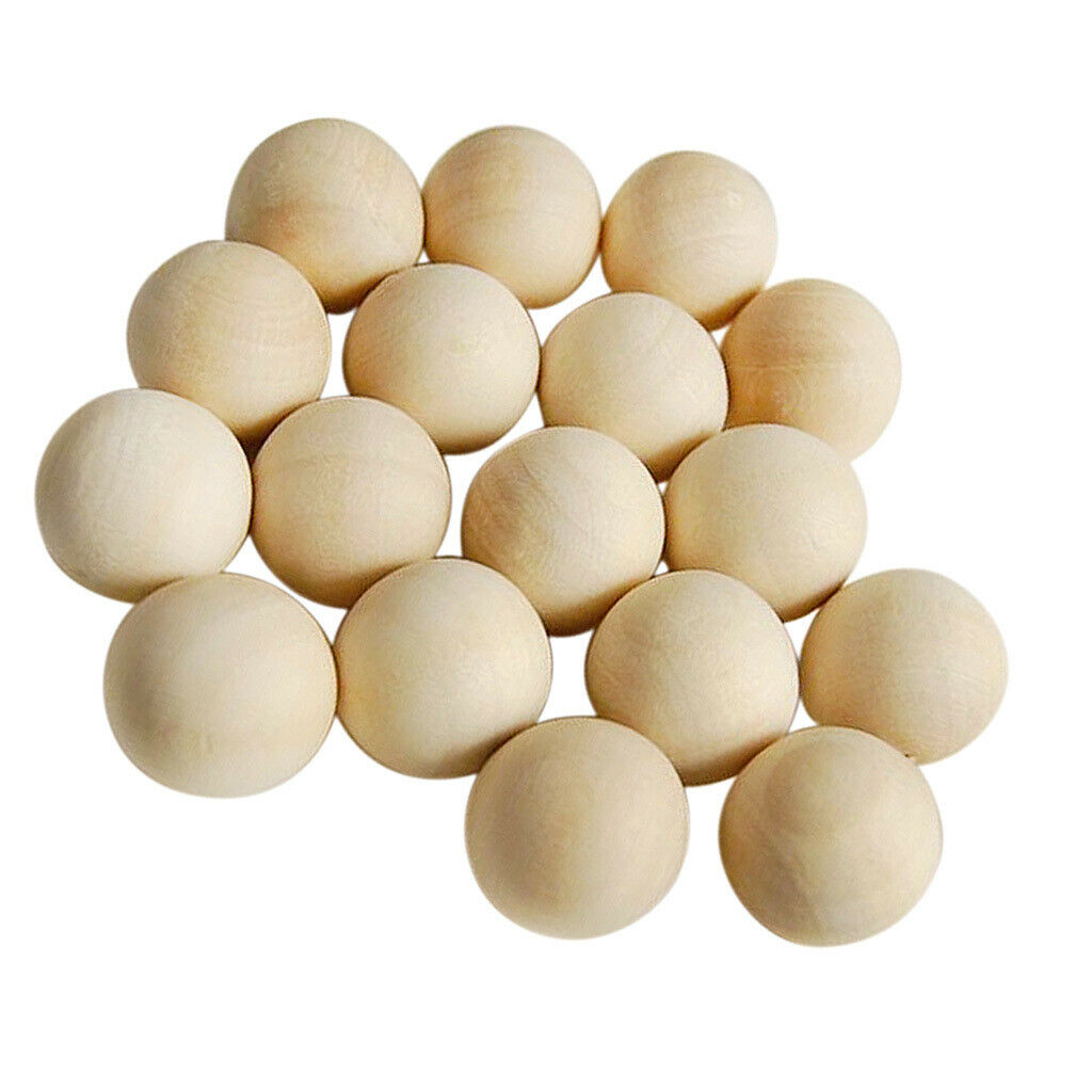 Round Wood Beads 14 MM Unfinished Spacer Beads Natural Craft Loose Beads For DIY