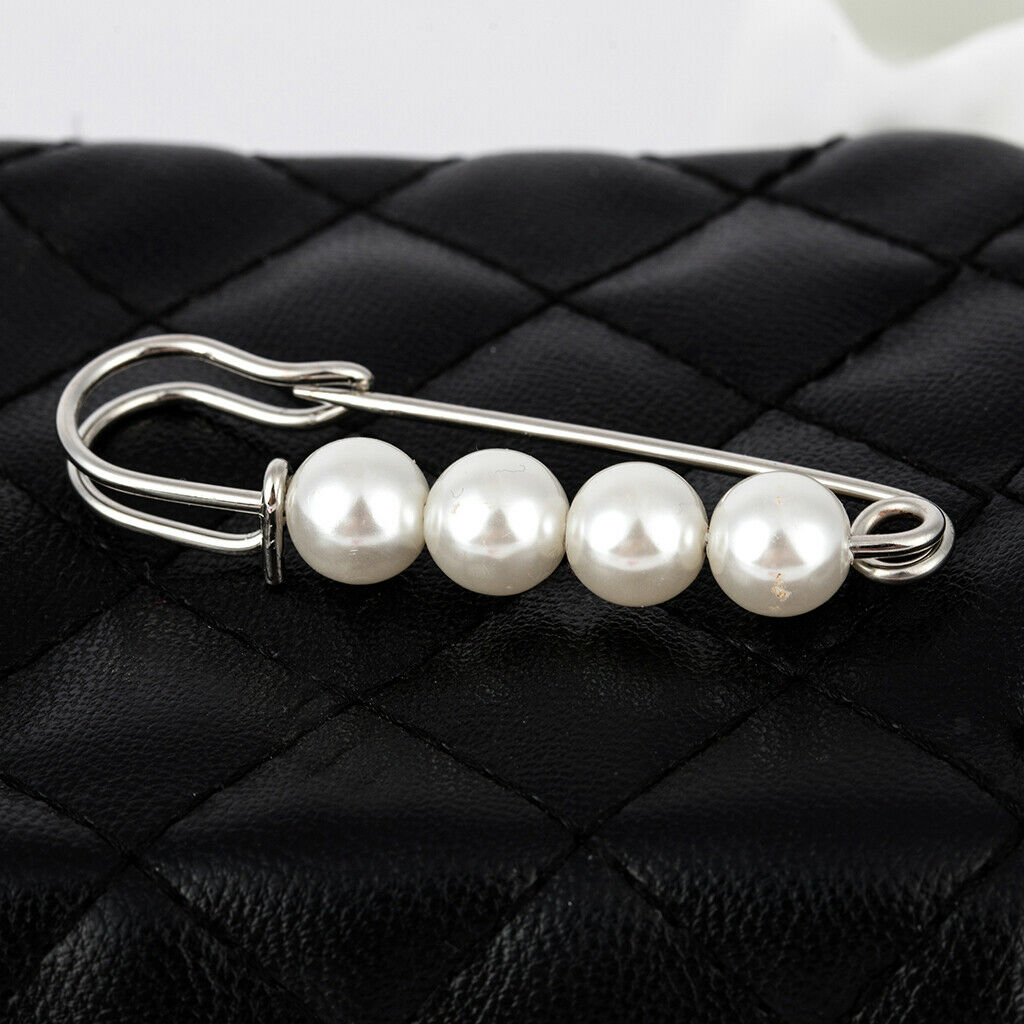 Elegant Pearls Brooch Pin Clip Ladies Lapel Safety Pin Charms Badge Decor