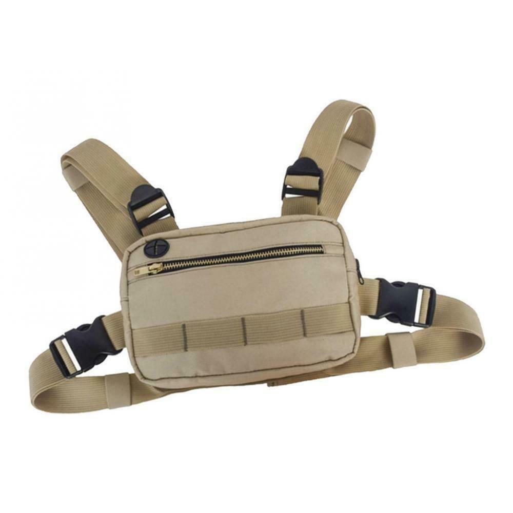 Molle Pouch Radio Rig Chest Harness Bag Multi-Purpose Running &Metal Zippers