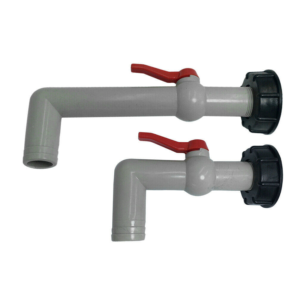 2x Fixed Ball Valve Drain 1000L Water Tank Valve Tap Adapter Hose Connector
