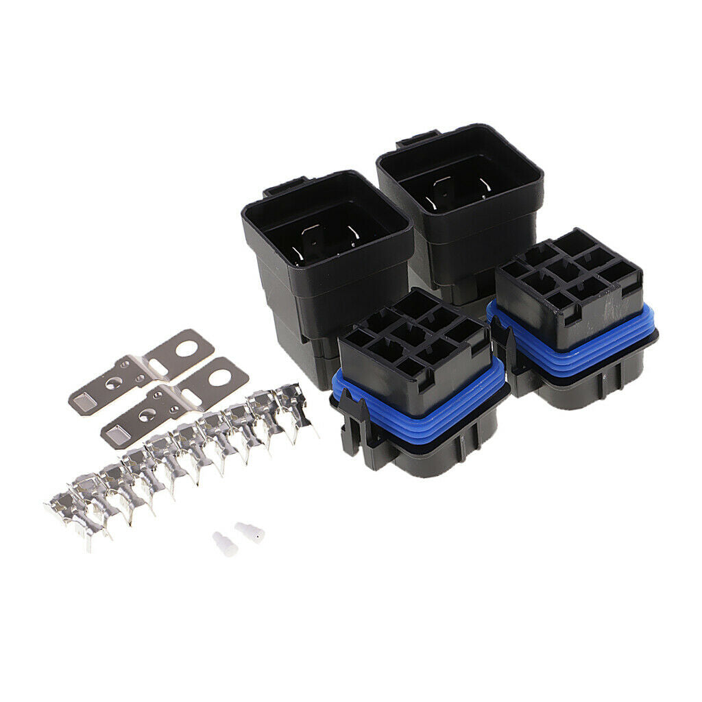2 Sets Of 12v 40a 4-pin Relay Connector And Relay Holder
