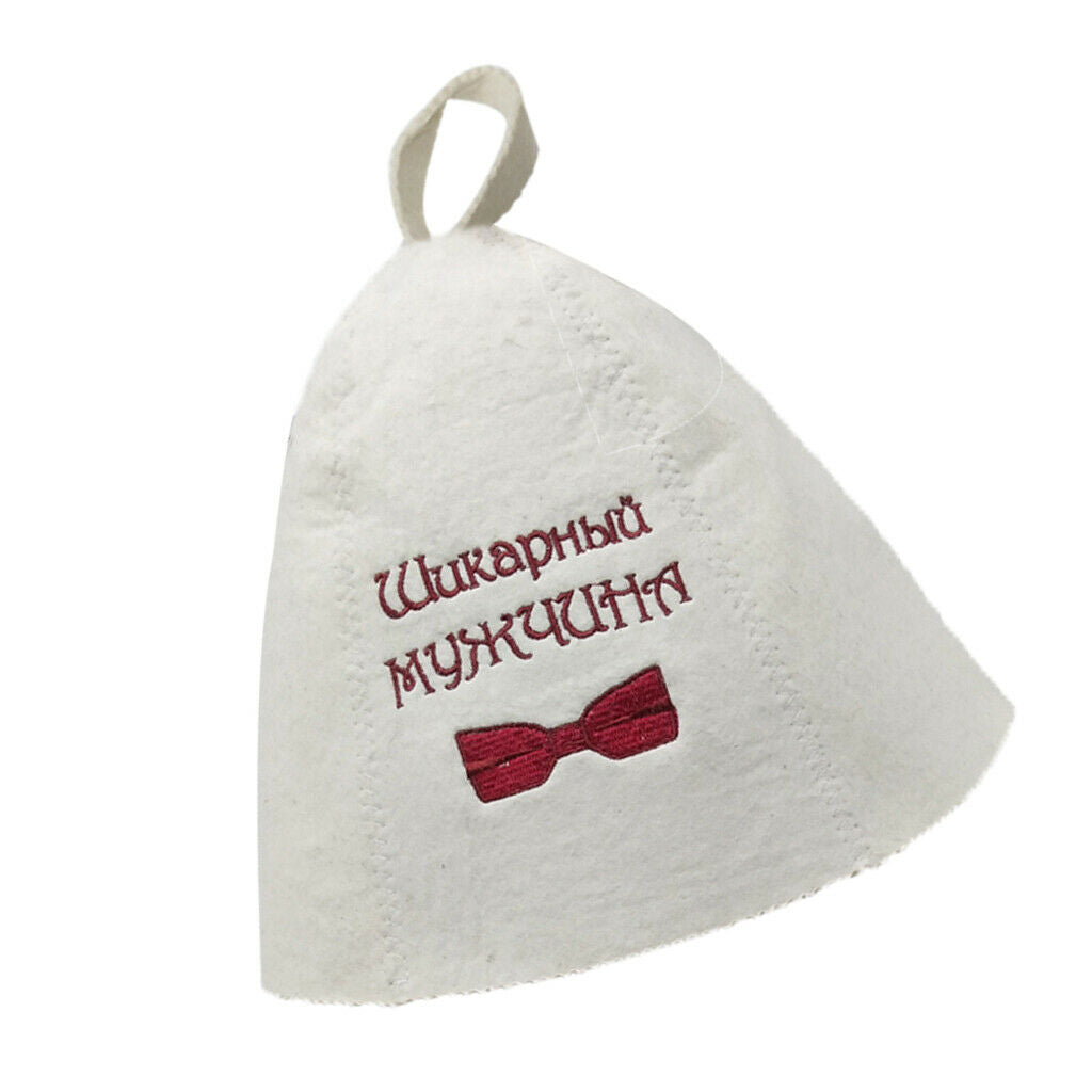 Pack of 5 Wool Sauna Hat White With Embroidery Patterns for Sauna Bath Room -