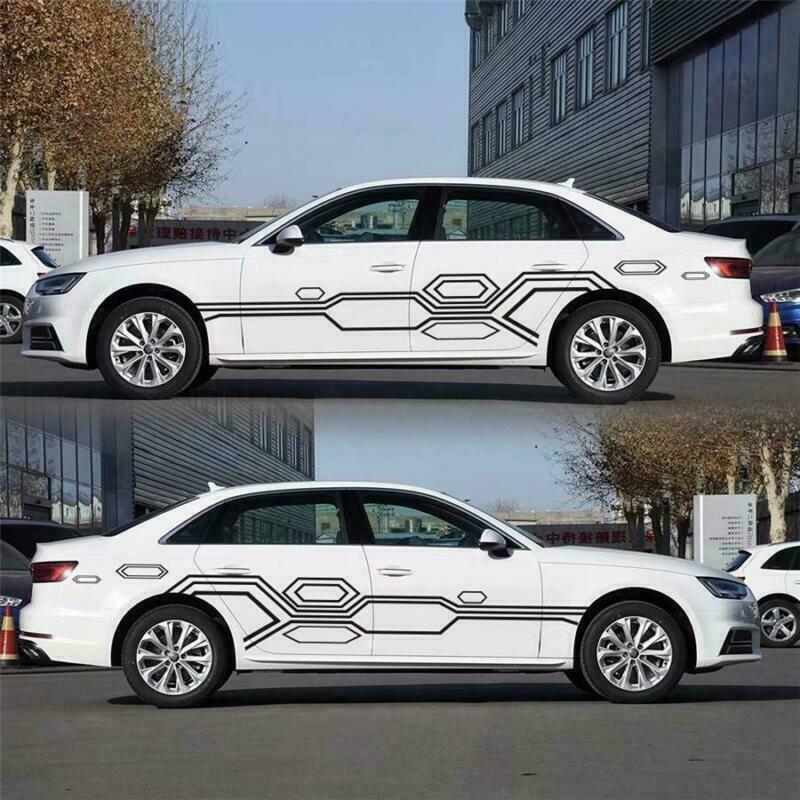 2x Car Body Stickers Large Size Stripes Plaid Decals Graphics 102"Ã—28" Universal