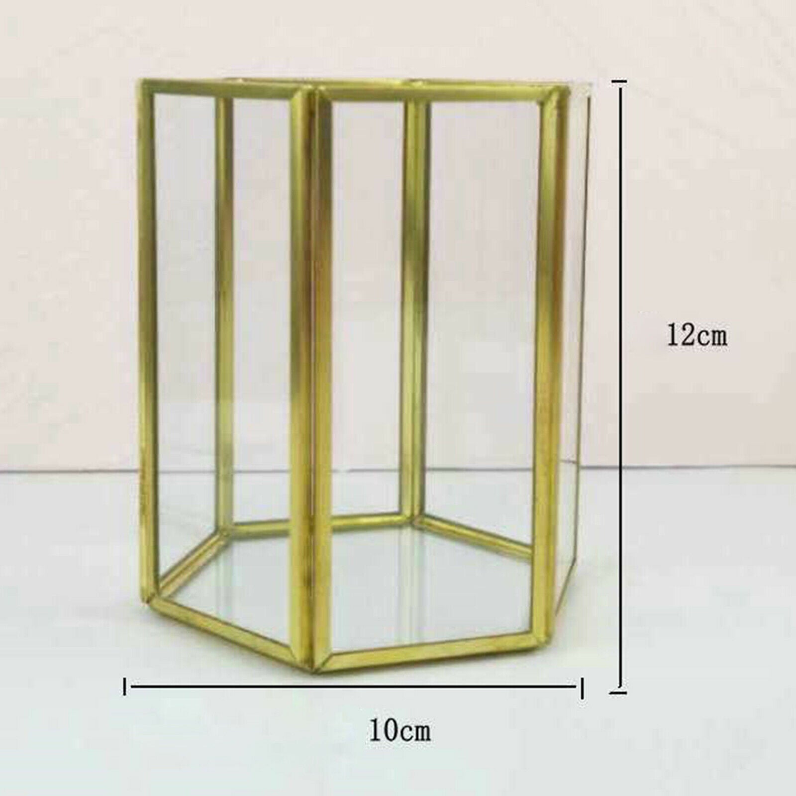 Makeup Organiser Glass Makeup Brushes Holder w/ Golden Trim for Dressing Tabloe