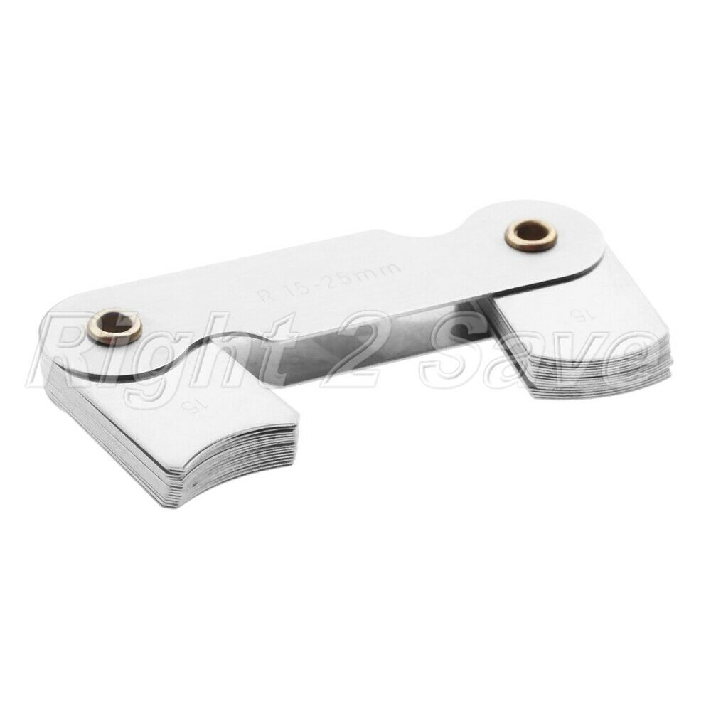 Stainless Steel R15-25mm Radius Gauge Measure Measuring Tool 32 Blades Folding