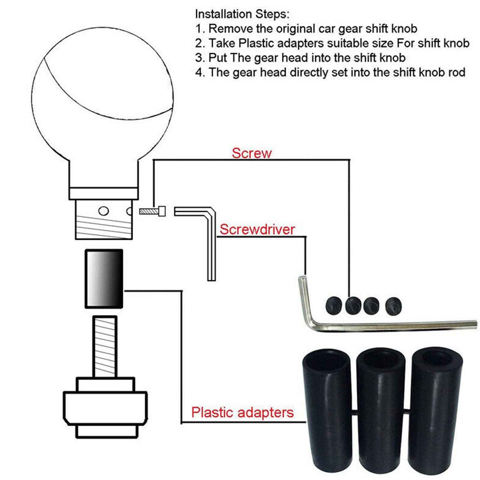 Universal Manual 5 Speed Car Gear Stick Shift Knob Shifter Lever Leather Black