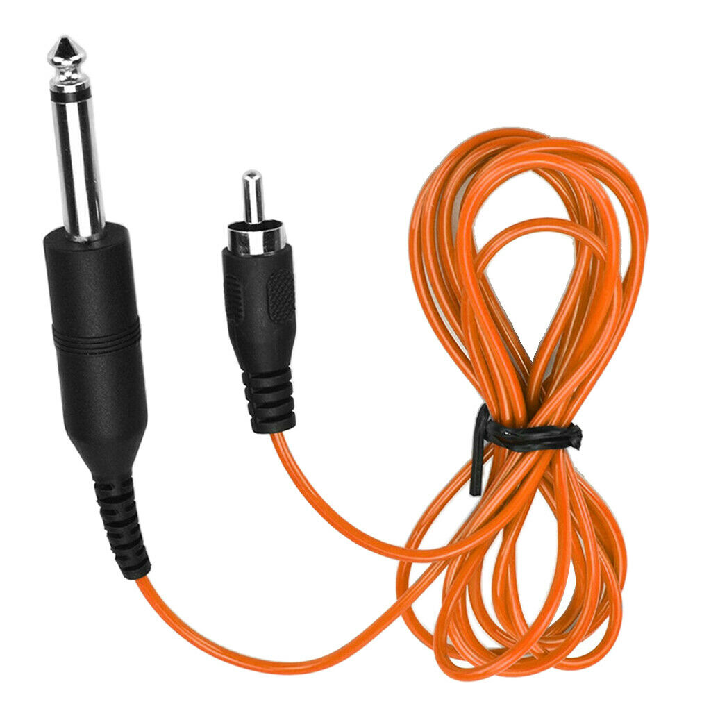 Tattoo Power Supply Silicone RCA Connector Clip Cord Tattoo Hook Line Orange 2