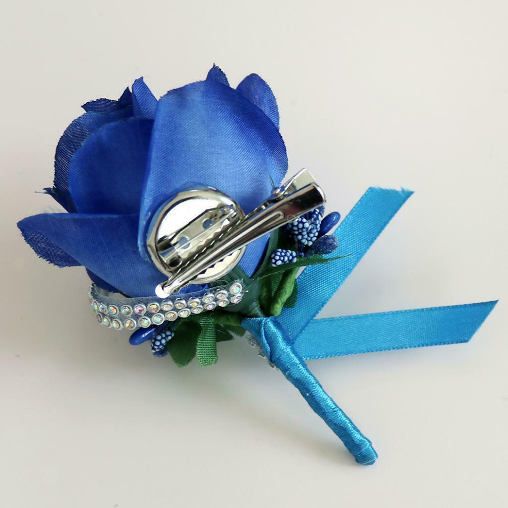 Stimulation Rose Flower Brooch Pin Wedding Corsage Pin Saphire
