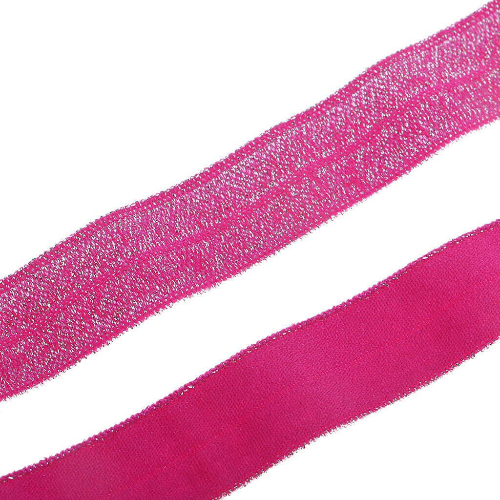 2 Pieces 5 Yards Bling Cotton Fold Over Sewing Elastic Band Rose Red + Pink