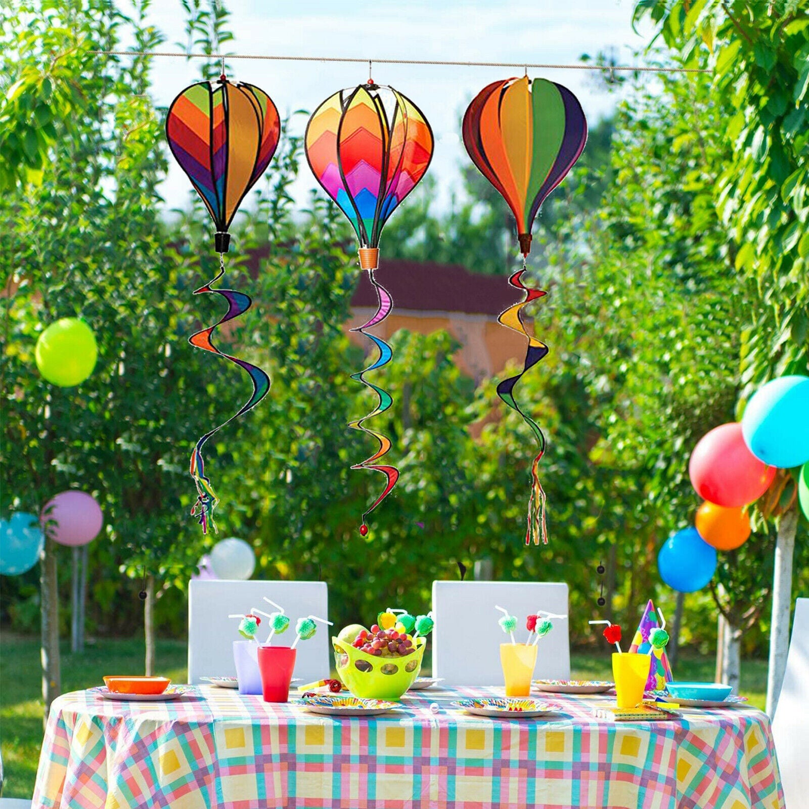 16.92in Rainbow Hot Air Balloon Wind Balloons Garden Lawn Decor Kids Outdoor