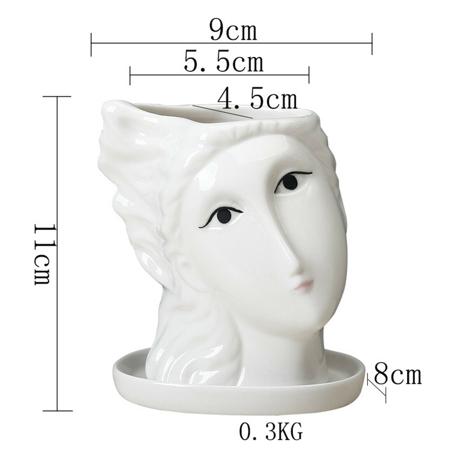 2X Portrait Face Head Vase Planter Garden Plant Pot Art Flowerpot Decoration