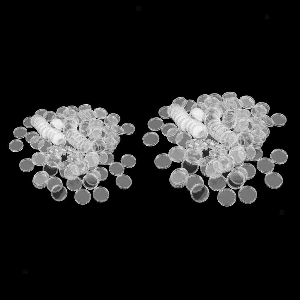 200 Pieces Clear Coin Capsules Container Boxes 26mm 32mm