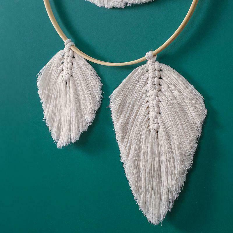 Leaf Macrame Woven Wall Hanging Tapestry Handmade Chic Boho Bohemian Home Decor