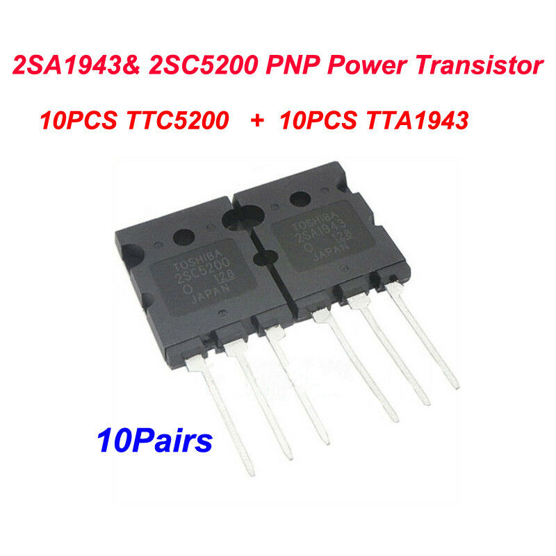 10Pair(20pcs) of 2SA1943& 2SC5200 PNP Power Transistor NEW
