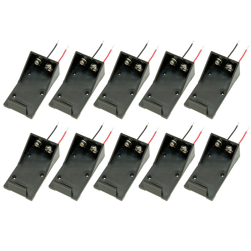 10pcs Plastic Case Holder Storage Box for 9v Battery Case Box w Wired Leads N3