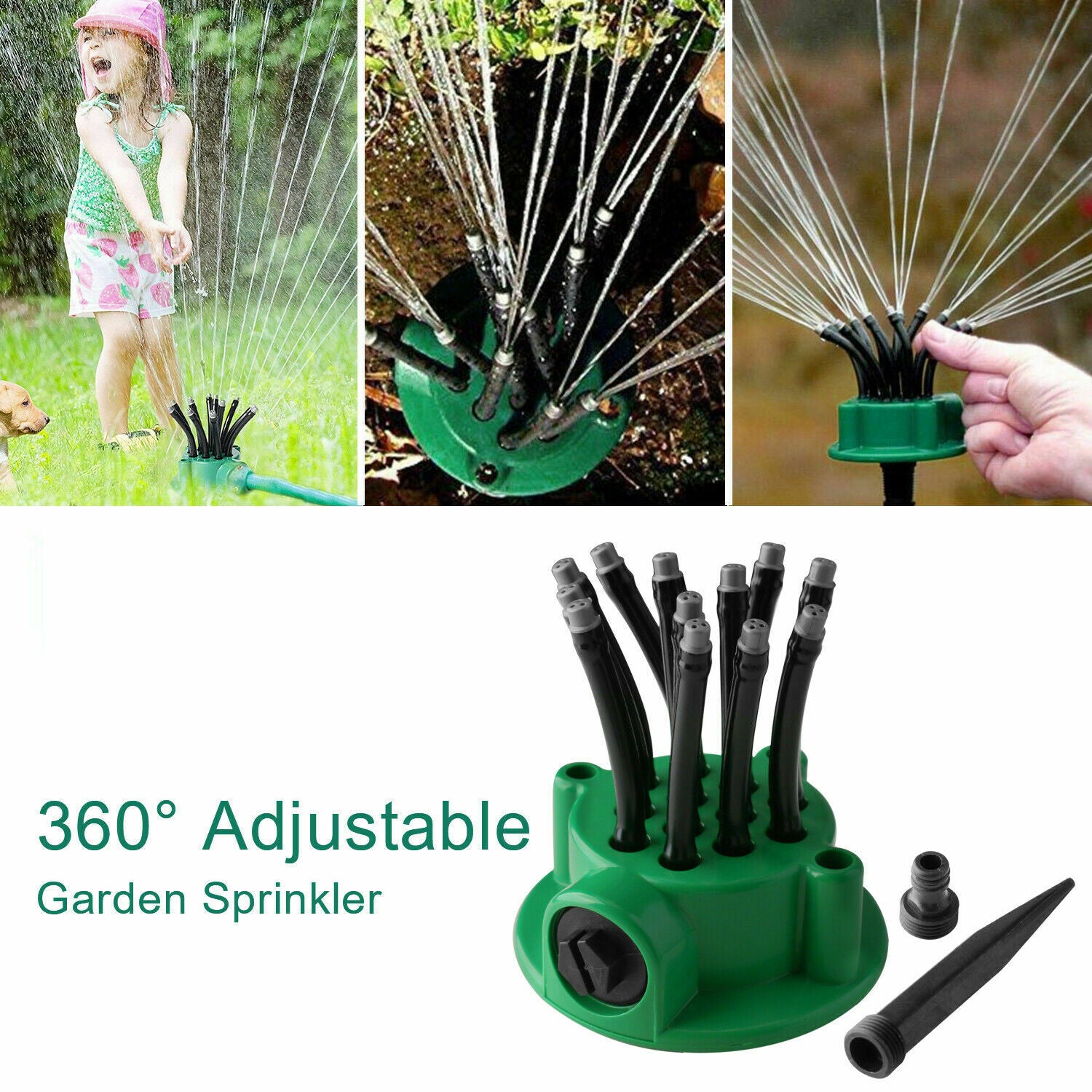 360° Flexible 12 Tubes Garden Lawn Yard  Water Sprinkler Watering Sprayer System