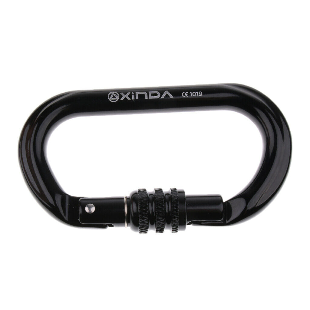 2pcs Climbing Carabiner Buckle Outdoor Screw Locking Carabiner 11.2cm Black