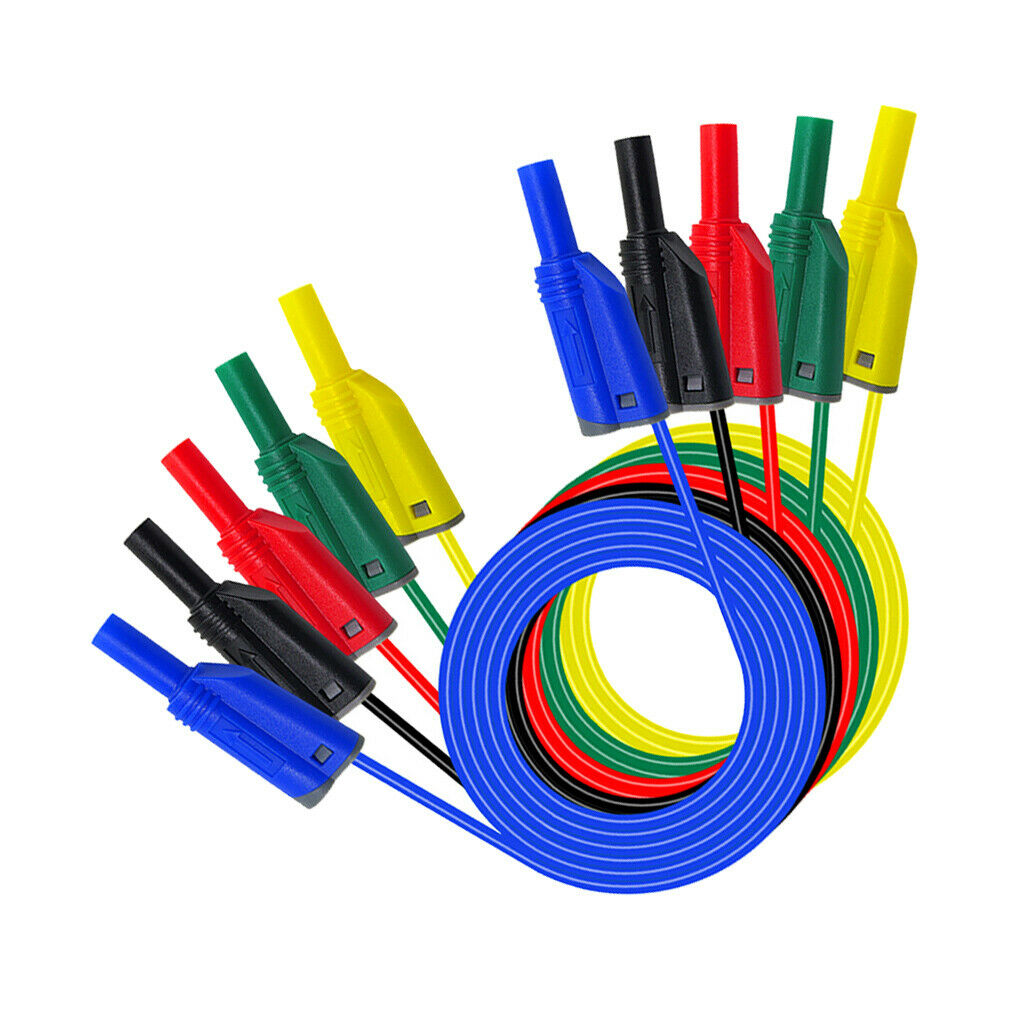 5pcs Banana Plug to Banana, Test Cable Lead Connector - Dual Tester Probe