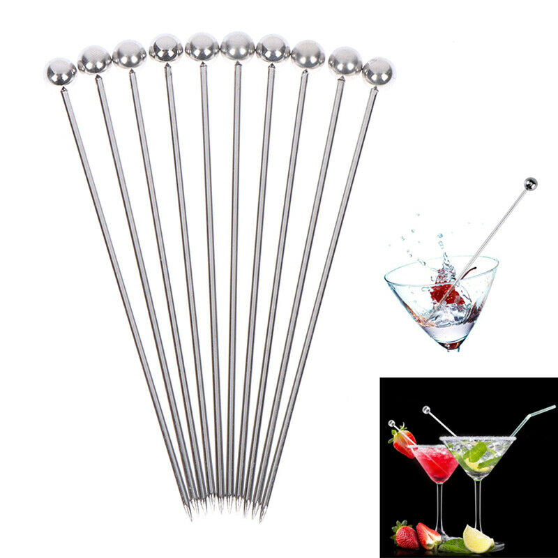 10pcs Stainless Steel Fruit Sticks Cocktail Picks Fruit Forks Toothpi JYC Vm XC