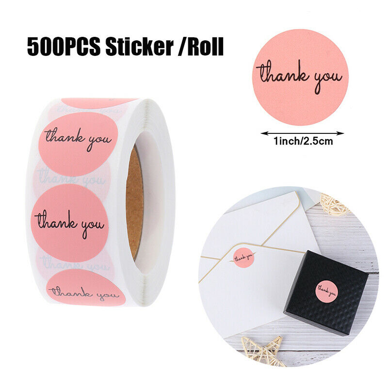 500pcs Thank You Stickers 1inch Pink Stickers for Labels Festival Suppli.l8
