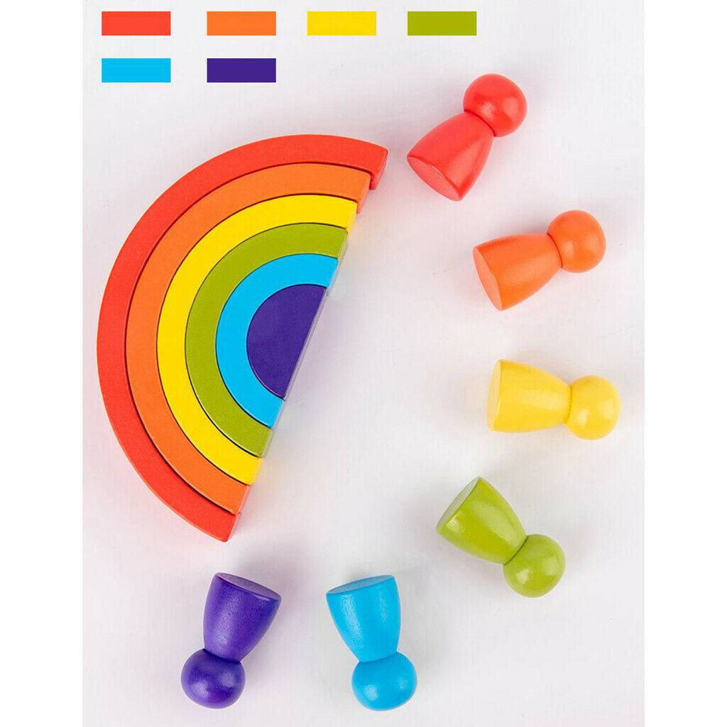 Kids Wooden Rainbow Stacking Stacker Toddler   Toys Birthday Gifts