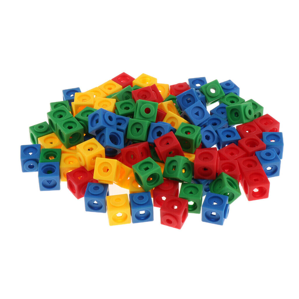 100x Mathlink Cubes Snap Building Math Skill Teaching Aids Starter 4 Colors