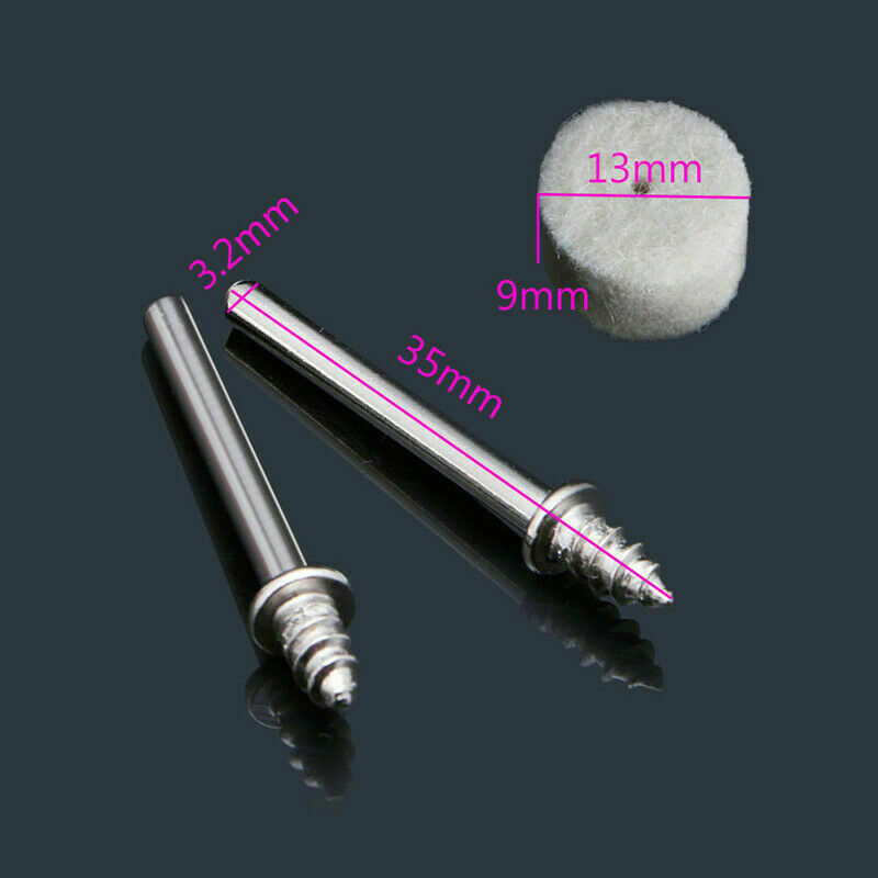 For Rotary tool Wheel Buffing Pad + 2 Mandrels 100pcs 13mm Wool Felt Polishing