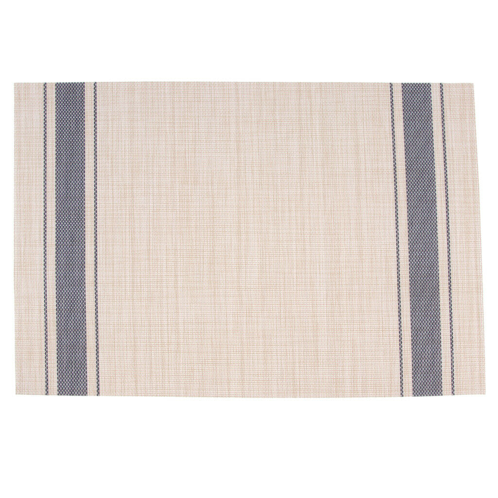 4-piece PVC Stripe Braided Insulated Mat Kitchen Dining Table Placemat Blue