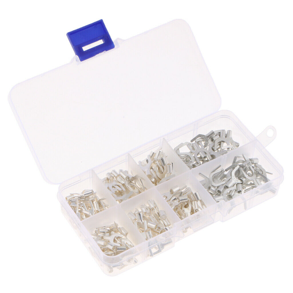 240PCS Non-Insulated Ring U-type Female Terminals Cable Wire Connector Kit