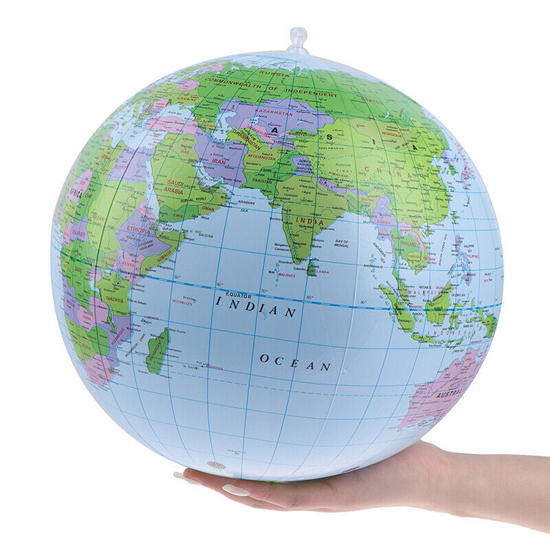 38cm Inflatable Globe World Earth Ocean Map Ball Geography Learning Beach.l8