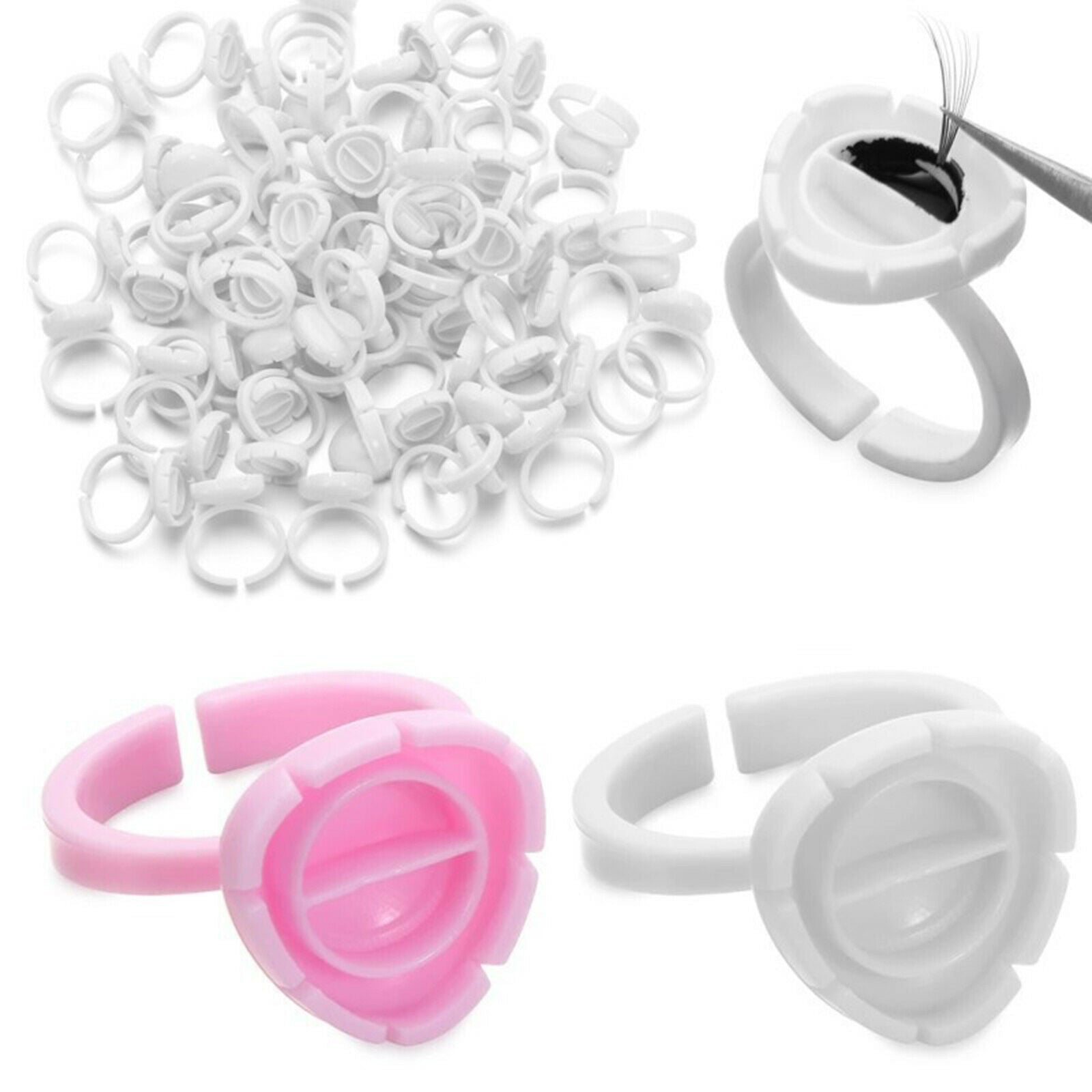 Eyelash Extension Rings Lash Glue Cup Glue Rings Makeup Supplies Tools White