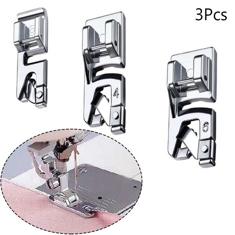 3Pcs sewing accessories Narrow Rolled Hem Sewing Machine Presser Foot too.l8