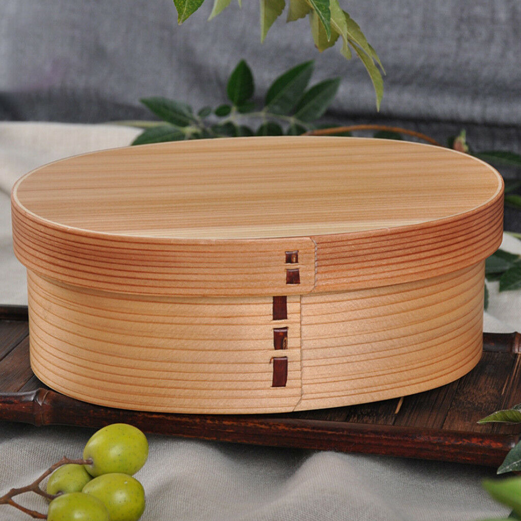 Natural Wooden 1 Tier Lunch Box Food Sushi Container Portable Japanese Style