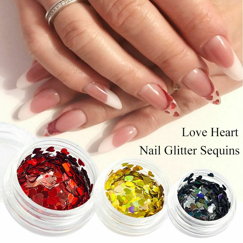 Nail Glitter Flakes Nail Art Decoration Red Love Heart Shape Shining Sequins