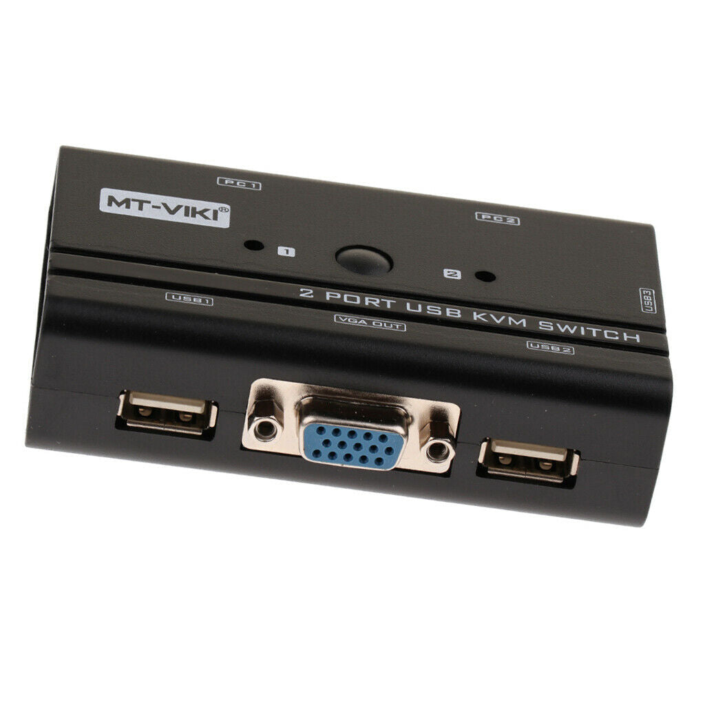 2 Ports USB 2.0 KVM Switch Up to 1920x1440 Resolution for PC Computer
