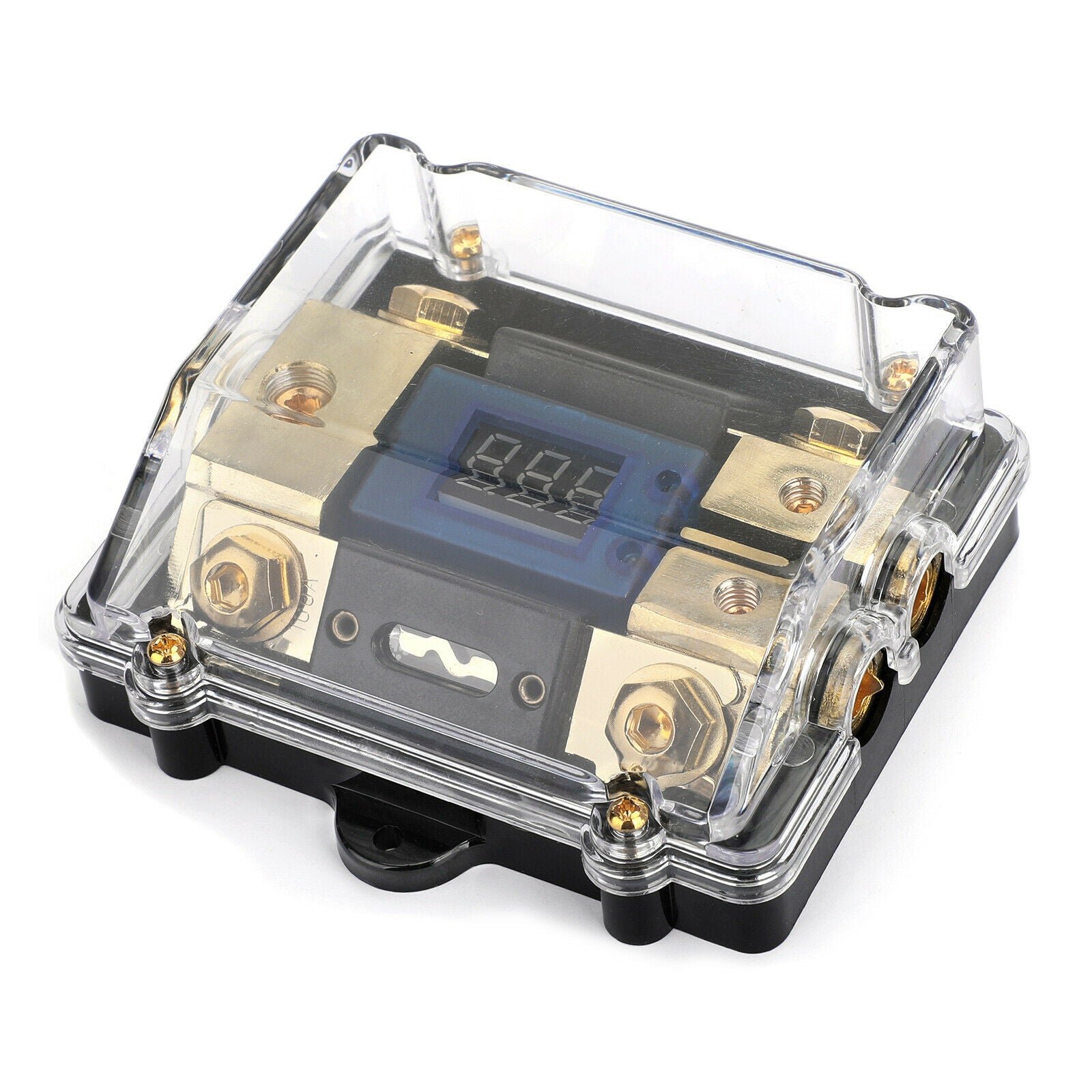 LED Display 1x0 IN 2x4GA OUT Distribution Block Fuse Holder for Car Audio Marine