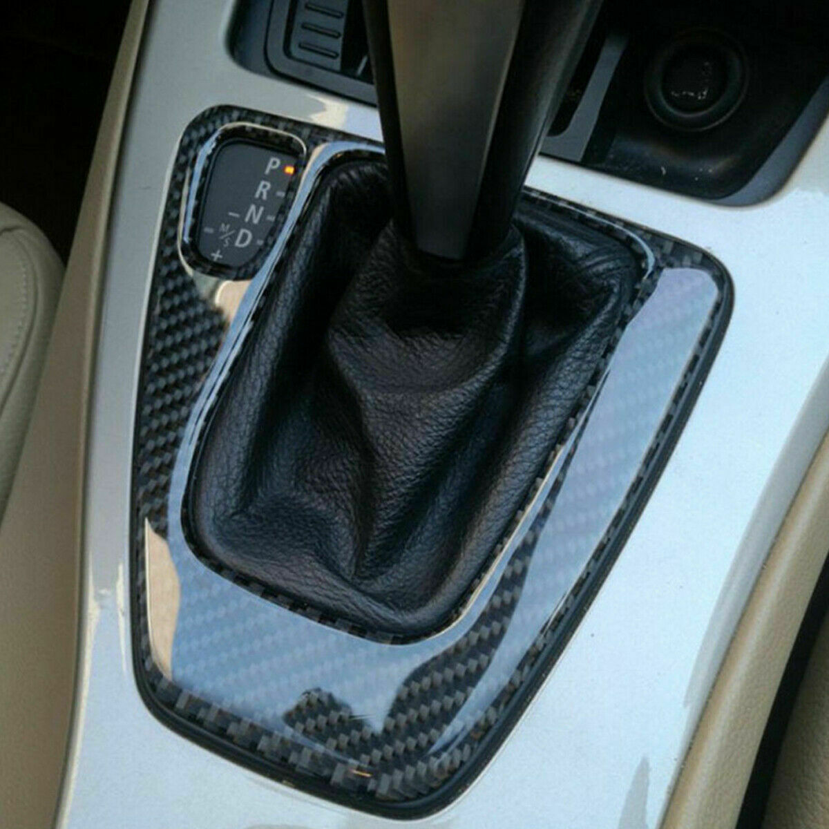 Carbon Fiber Gear Shift Box Panel Cover Trim/ For BMW 3 Series E90 E92 2005-2012